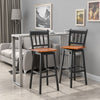 2X Swivel Height Bar Stools Solid Rubber Wood Dining Chairs w/ Footrest Backrest