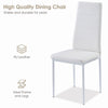 4pcs High Back White Faux Leather Dining Chairs Metal Legs Dining Room Kitchen