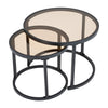 Nest Of 2 Nested Nesting Tables Side End Coffee Table for Living Room Black/Gold