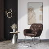 Vintage Distressed Brown Leather Armchair Metal Frame Padded Seat Accent Chair