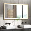 LED Illuminated Bathroom Mirror Golden Brushed Beveled Frame Makeup Wall Mirror