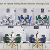 4x Velvet PU Leather Dining Chairs&Round Tempered Glass Dining Table Dining Set