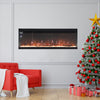 Wall Mounted 40/50/60'' LED Fireplace Inset Electric Fire Glass 3 Side Full View