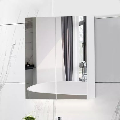 2 Doors Bathroom Cabinet Wall Mounted Mirrored Cupboard with 3 Shelves Storage