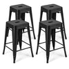 61CM Bar Stools Set of 4 Stackable Counter Height Metal Stools w/ Handing Hole