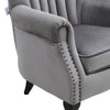 Grey Chesterfield Wing Back Armchair Queen Anne High Back Fireside Winged Chair