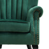 Upholstered Velvet Armchair Sofa Queen Anne Legs Tub Chair Studded Emerald Green