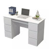 High Gloss 6 Drawers Computer Desk White Study Home Office Makeup Dressing Table