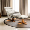 PU Recliner Lounge Chair with Footstool Swivel Wooden Base for Home Office Sofa