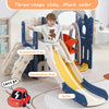 Large 4 in 1 Toddler Slide Climber & Swing Set with Basketball Hoop for Children