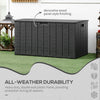 336L Garden Storage Box, Outdoor Furniture Organizer with Wheels Handle Black