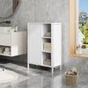 Bathroom Organizer White Wooden Iron Shelf Large Capacity w Dirty Clothes Basket