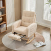 Rocking Chair w/ Adjustable Footrest for Living Room Teddy Fabric Rocking Chair