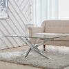 Rectangle Clear Tempered Glass Sofa Side Coffee Table Living Room Tea Table 4FT