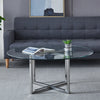Clear Tempered Glass Coffee Table Round Side End Tea Table Cross Box Chrome Base