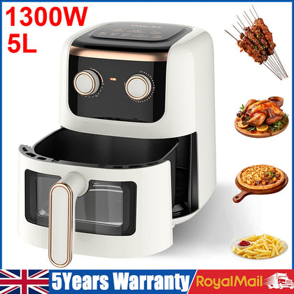 5L Air Fryer Manual Kitchen Oven Oil Free Low Fat Healthy Frying Cooker 1300W UK