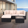Rattan Garden Furniture Set L Shaped 4-Seater Combo Modular Sofa Patio w/ Cover
