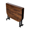Brown Mobile Arc-edged Drop Leaf Table, Folding Kitchen Dining Table w/ 6 Wheels