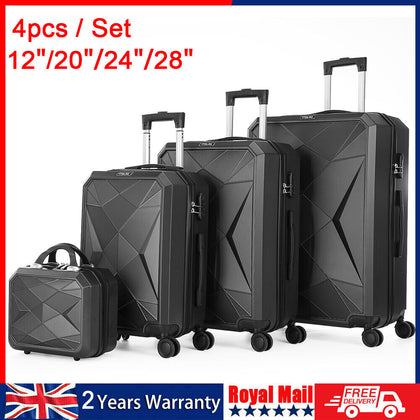 4PCS Suitcase Set ABS Hard Shell Trolley Cabin 4 Wheels Light Travel Luggage Set