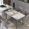 XL Rectangle Kitchen Dining Table Marble Top Heavy Aluminum Frame for 4-6 People
