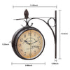 Large Antique Iron Double Sided Wall Clock Garden Hanging Clock Battery Operated