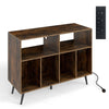Turntable Stand with Vinyl Storage Shelves-Coffee