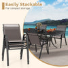 Set of 4 Patio Stackable Metal Dining Chair with Armrests-Grey