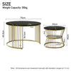 Nesting Coffee Table Set of 2 Marble Effect Side End Table for Living Room Black