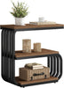 Industrial Small End Table, 3-Tier Narrow Side Accent Table with Metal Frame