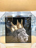 Lion Picture King Crown Liquid Art Mirror Frame 3D Glitter Wall Hung 55x55 cm