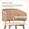 Modern Dining Chairs Set of 2 with Rattan Backrest & Upholstered PU Padded Seat