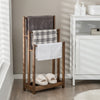 3-Tier Wooden Towel Rack Freestanding 3 Bars Towel Drying Holder Storage Shelf