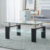 Black Glass Coffee Table 2 Tier With Shelf Rectangle MDF Legs Livingroom Modern
