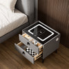 LED Bedside Table 2 Drawers Cabinet Charging Station Nightstand Storage Grey