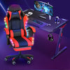 GAMING CHAIR WITH RGB LED LIGHTS ERGONOMIC COMPUTER CHAIR WITH HEADREST FOOTREST