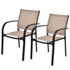 2 Pcs Outdoor Dining Chairs Patio Stackable Chairs Garden Bistro Armchairs