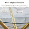 Round Clear Tempered Glass Dining Table Golden Chromed Legs Kitchen Dining Room