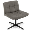 PU Leather Upholstered Armless Cross Legged Office Desk Chair No Wheels(Grey)