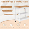 Kitchen Island Dining Room Serving Trolley with 2 Open Shelves-White