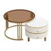 2-in-1 Nesting Coffee Table,1 High-Gloss Tabletop and 1 Brown Glass Tabletop