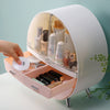 Round Makeup Storage Box Desktop Cosmetic Organizer Drawer Holder Tidy Case Bag