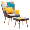 Upholstered Recliner Patchwork Armchair with Footrest Stool Lounge Chair Sofa UK