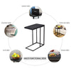 59CM Industrial Narrow End Side Table Modern Metal C-Shaped Side Table Black
