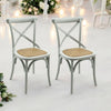 Grey Cross Back Dining Chair Set of 2 Comfortable & Stylish Wooden Home Cafe
