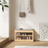 Shoe Bench Cabinet 2-Tier Flip-door Shoe Storage Rack with Seat Cushion Bamboo