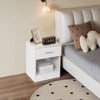 Bedroom Nightstand Compact Bedside Table One Drawer Storage Cabinet White