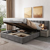 Ottoman Storage Bed 4ft6 Double Velvet Upholstered Bed Frame with Headboard Grey
