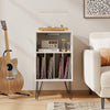 Vinyl Record Storage Table Living Room Turntable Display Shelf w/ Dividers