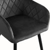 Set of 2 Kitchen Dining Chairs Grey Diamond Velvet Padded Armchairs Metal Leg