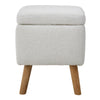 Teddy Fleece Ottoman Storage Seat Footstool Dressing Vanity Chair w/Wood Legs